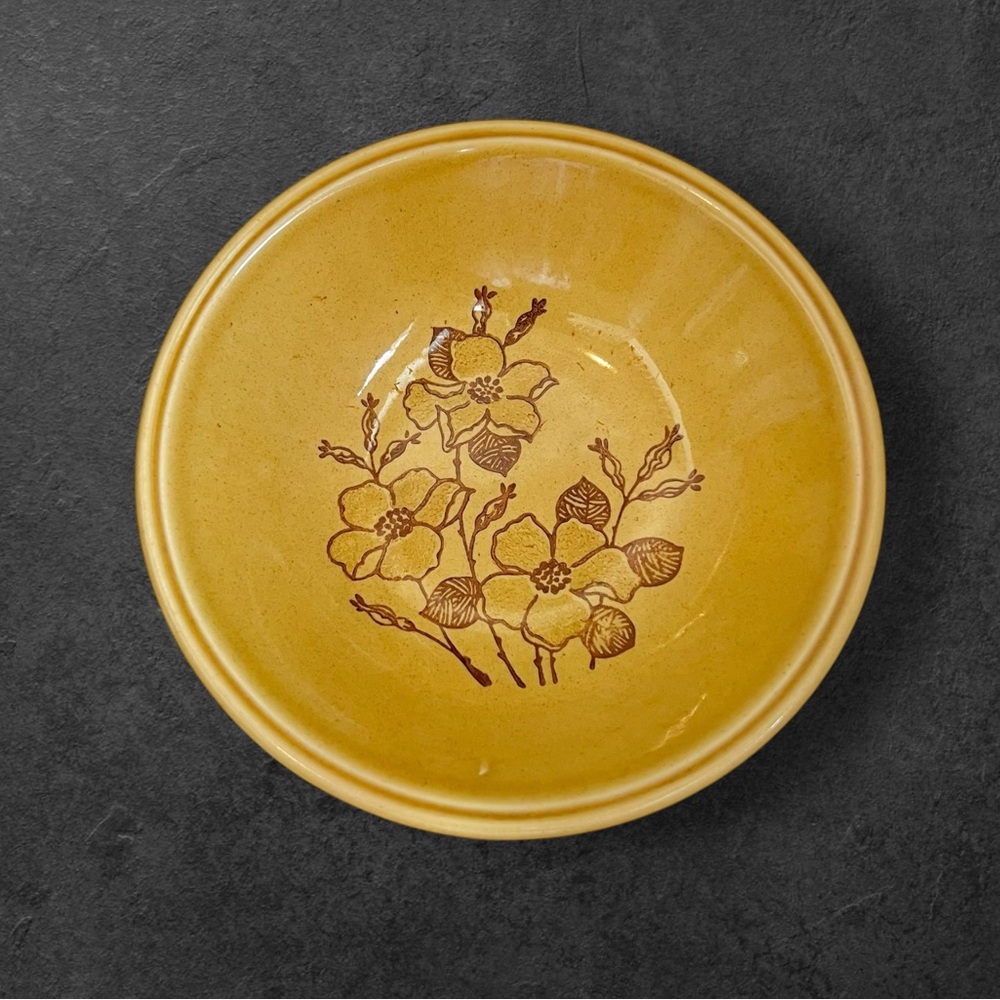 Biltons England Vintage Cereal Bowls Set Of 3 Mustard Yellow Floral Preowned